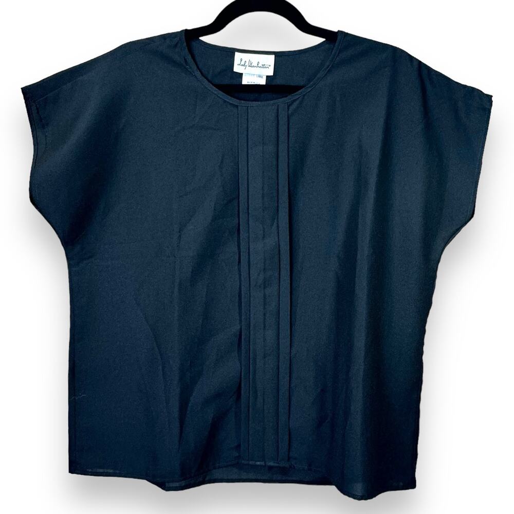 Vintage Lady Manhattan Blouse Large Black Retroglam Corpcore Work Business Top